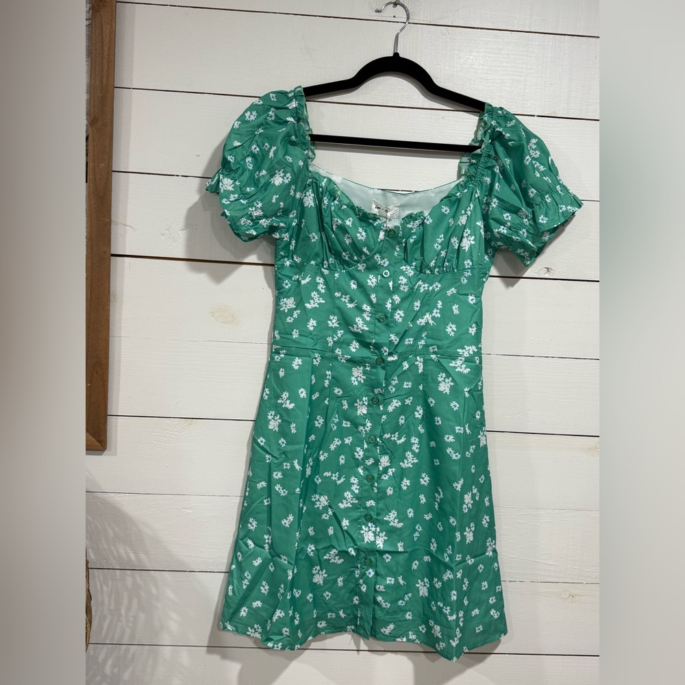 Love & Harmony Floral Green Button Up Dress